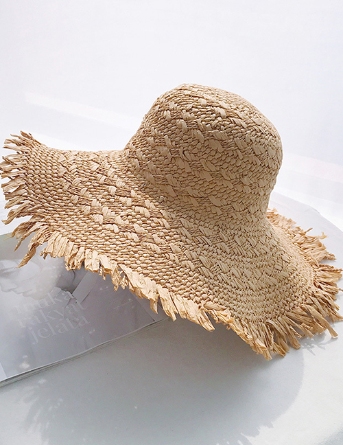 Fashion Khaki Big Bristle Shade Straw Hat