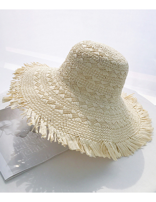 Fashion Beige Big Bristle Shade Straw Hat