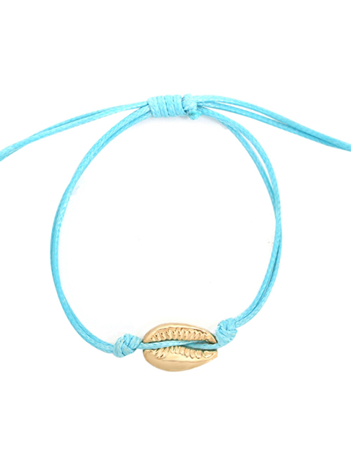Fashion Light Blue Alloy Wax Rope Shell Bracelet
