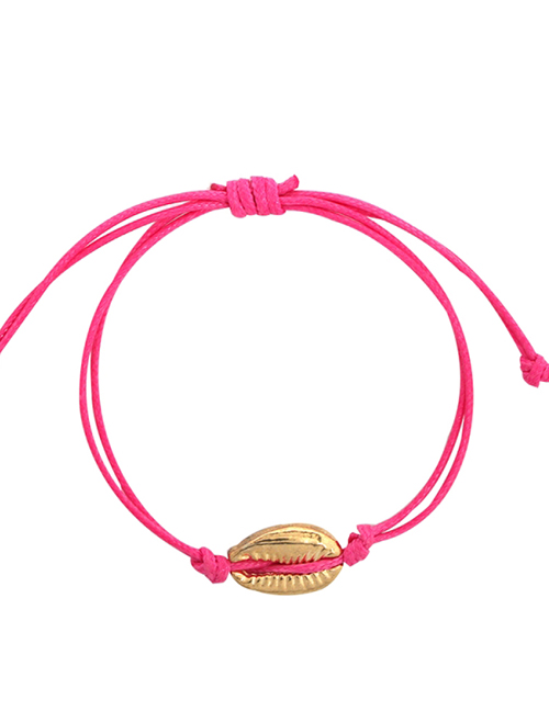 Fashion Rose Red Alloy Wax Rope Shell Bracelet