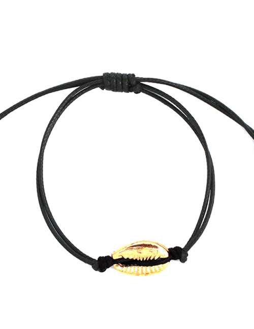 Fashion Black Alloy Wax Rope Shell Bracelet
