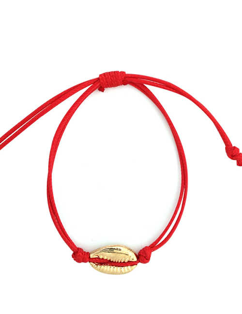 Fashion Red Alloy Wax Rope Shell Bracelet