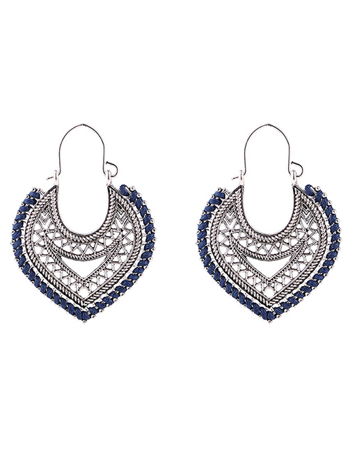 Fashion Navy Hollow Out Design Pure Color Earrings
