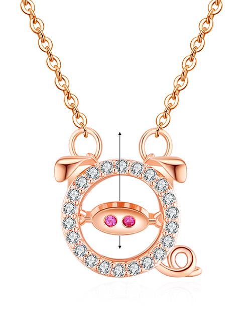 Simple Rose Gold Pig Shape Decorated Necklace