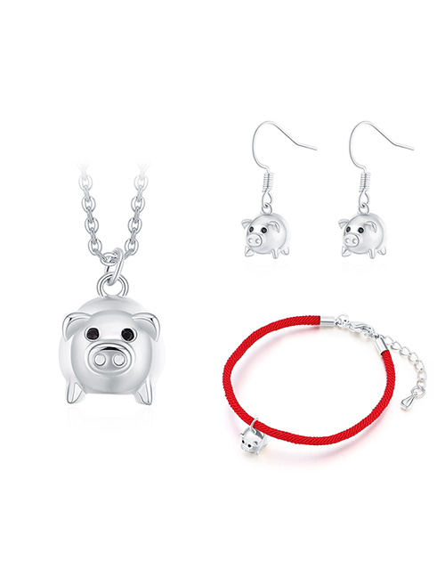 Fashion Silver Color Pig Shape Decorated Jewelry Set