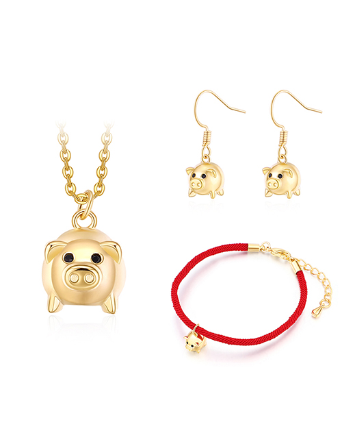 Fashion Gold Color Pig Shape Decorated Jewelry Set
