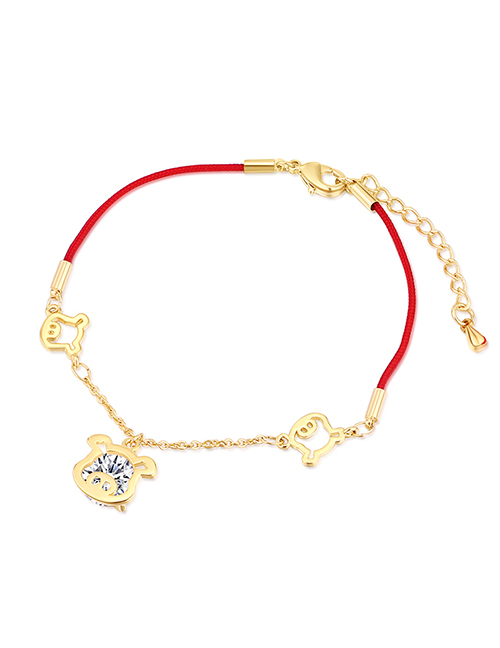 Simple Gold Color Diamond Decorated Bracelet