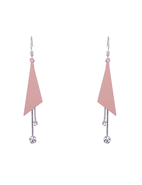 Simple Pink Triangle Shape Decorated Earrings