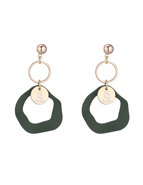 Simple Green Irregular Shape Decorated Earrings