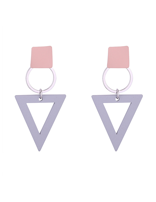 Simple Purple Triangle Shape Decorated Earrings