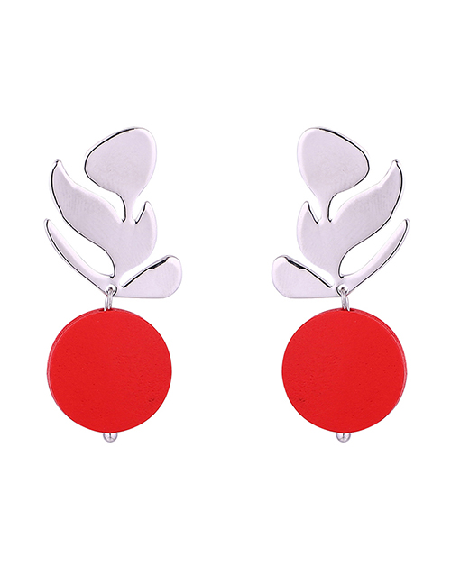 Simple Red Leaf Shape Decoraed Earrings