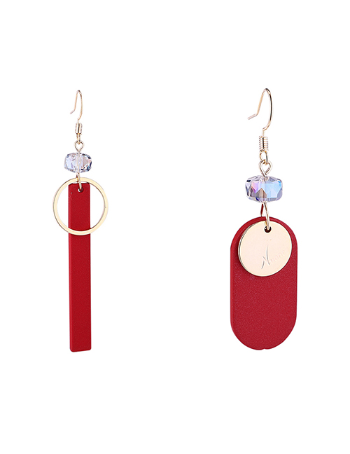 Simple Red Irregular Shape Decorated Earrings