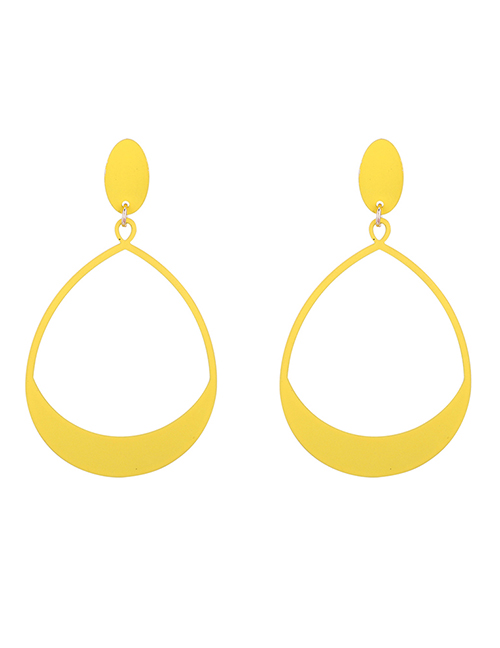 Simple Yellow Water Drop Shape Decorated Earrings
