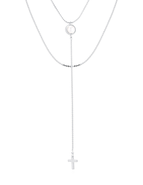 Fashion Platinum Plated Gold Necklace - Cross