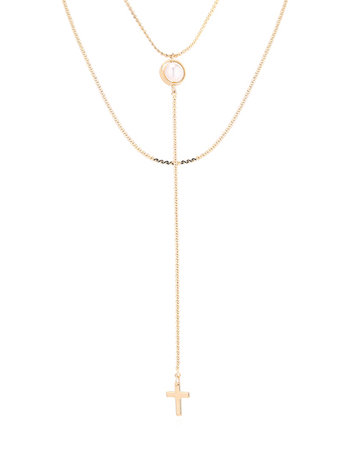 Fashion 14k Gold Plated Gold Necklace - Cross