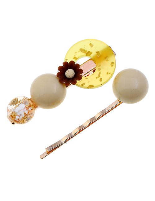 Fashion White Pearl Flower Alloy Hair Clip Two-piece