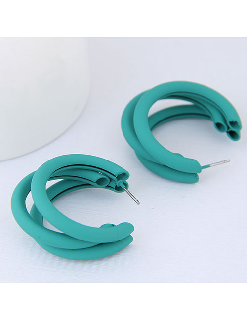 Fashion Green Metal Fluorescent Half-turn Multi-layer Earrings