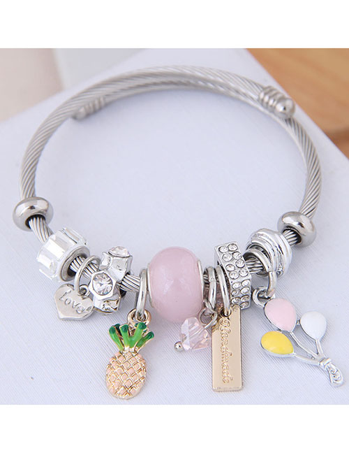 Fashion Pink Metal Fruit Pendant Bracelet