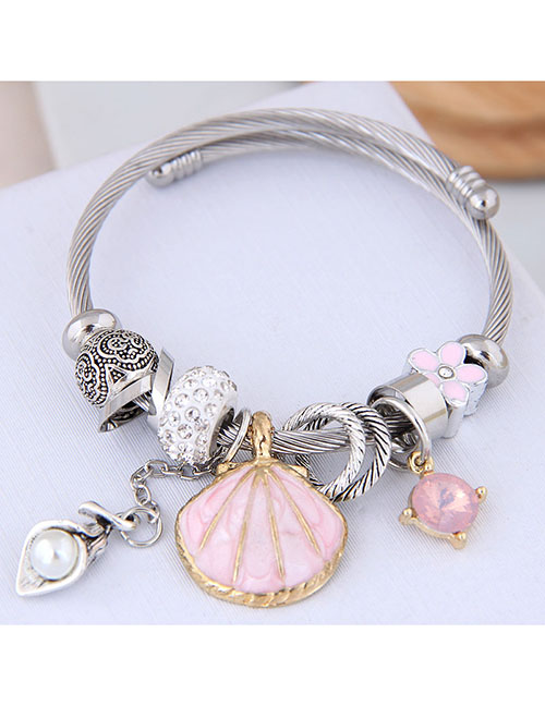 Fashion Pink Metal Shell Pendant Bracelet