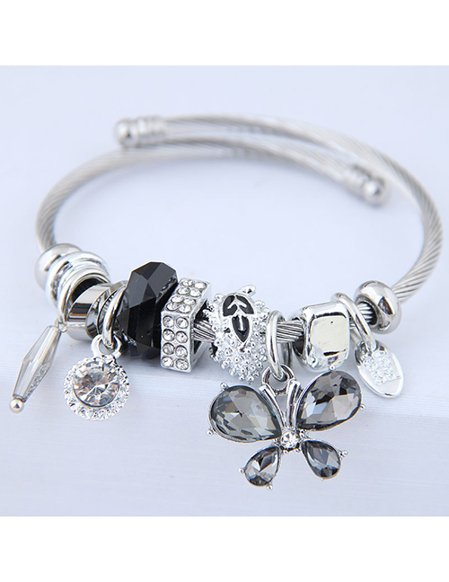 Fashion Gray Metal Butterfly Pendant Multi-element Bracelet