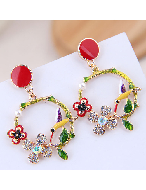 Fashion Red Contrast Color Magenta Earrings