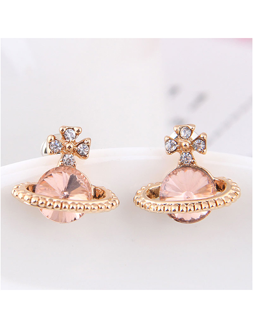 Fashion Pink Saturn Stud Earrings