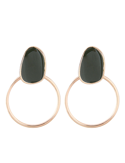 Fashion Black Metal Ring Earrings