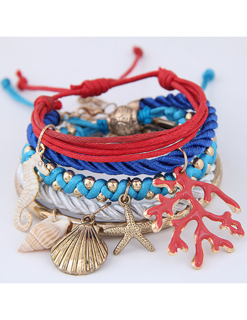 Fashion Color Shell Color Starfish Bracelet 5 Piece Set