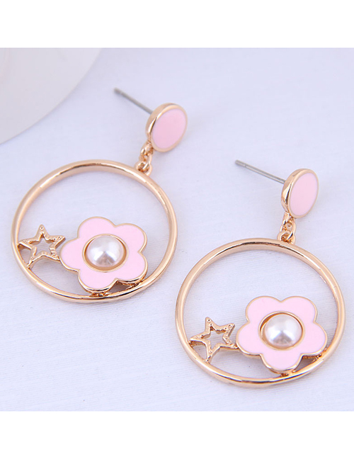 Fashion Pink Flower Earrings