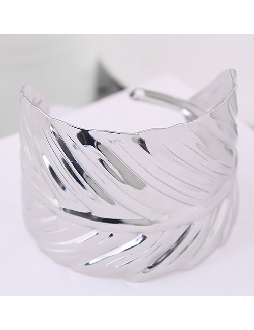 Fashion Silver Metal Leaf Open Bracelet