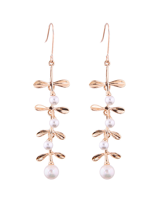 Fashion Gold Branch Pearl Earrings