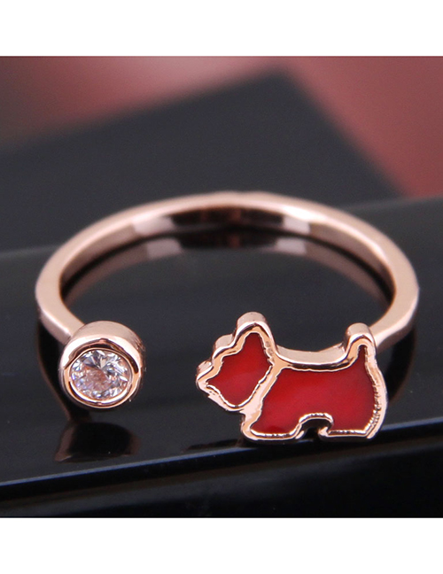 Fashion Gold Copper Lucky Dog Open Ring