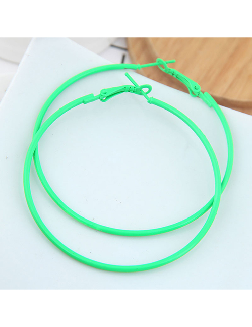 Green Metal Fluorescent Color Ring Earrings