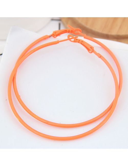 Orange Metal Fluorescent Color Ring Earrings