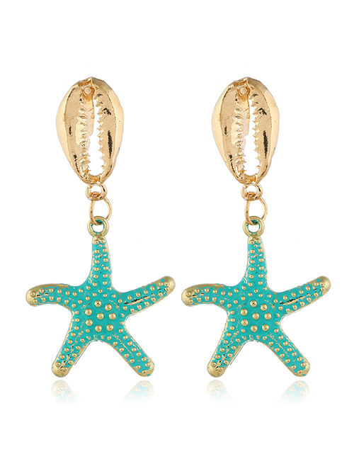 Green Metal Conch Sea Shell Earrings