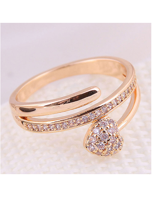 Fashion Gold Inlaid Zircon Love Ring