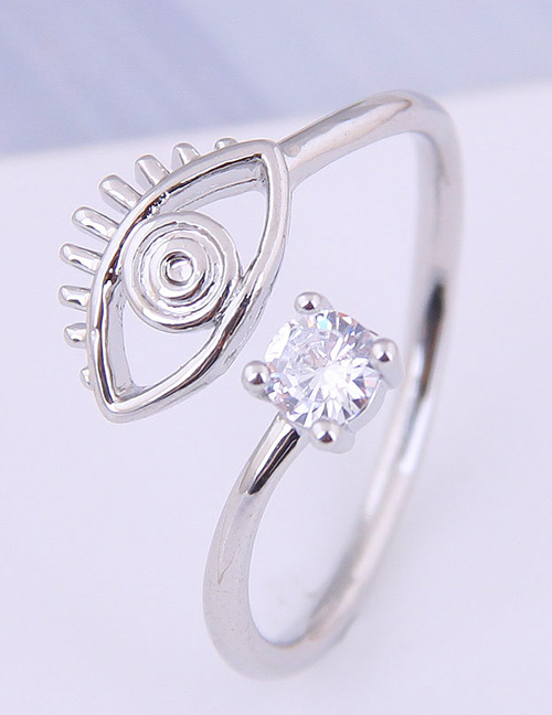 Fashion Silver Inlaid Zircon Eyebrow Opening Ring