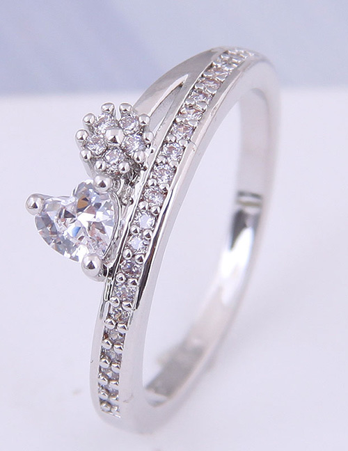 Fashion Silver Mosaic Heart Shaped Zircon Ring