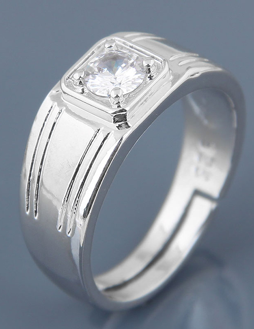 Fashion Silver Inlaid Zircon Men's Ring