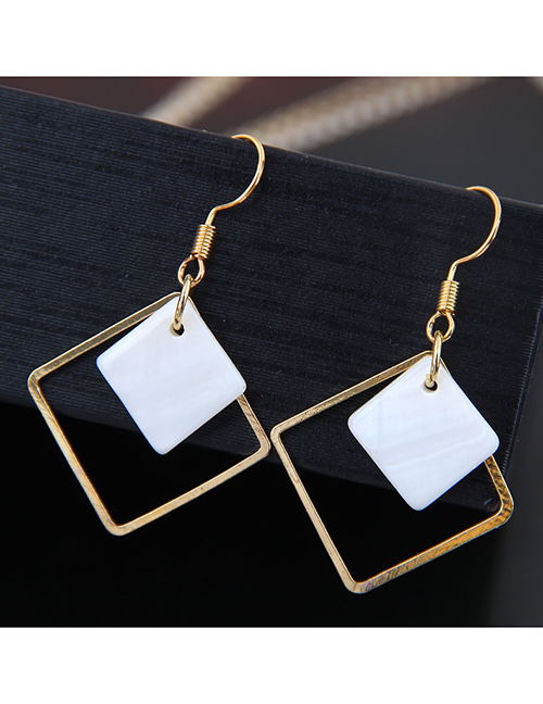 Fashion Gold Shell Geometric Shape Square Earrings