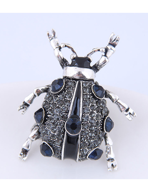 Fashion Silver Metal Flash Drill Ladybug Brooch