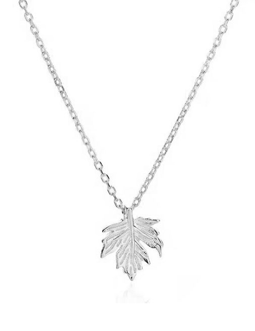 Fashion Silver Copper Plated Real Gold Maple Leaf Necklace