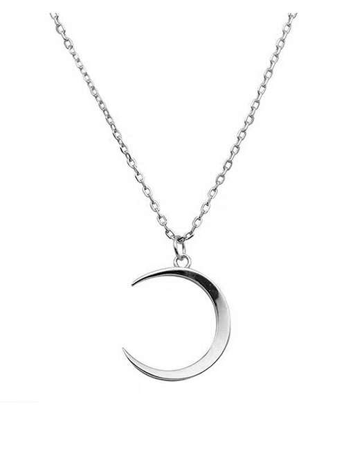 Fashion Silver Copper Plated Real Gold Crescent Necklace