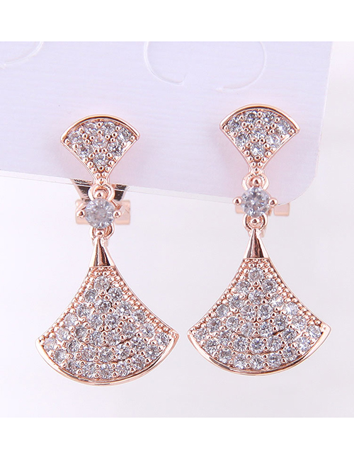 Fashion Gold Copper Micro Inlaid Zircon Size Shell Earrings