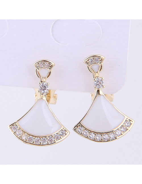 Fashion Gold Copper Micro-inlaid Zircon Shell-shaped Earrings