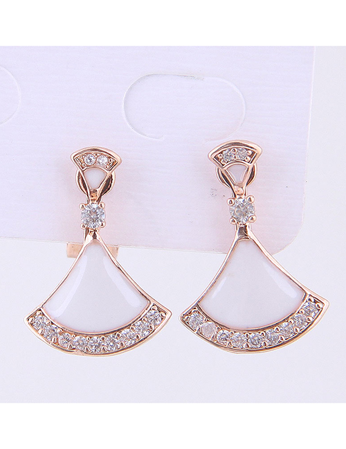 Fashion Rose Gold Copper Micro-inlaid Zircon Shell-shaped Earrings