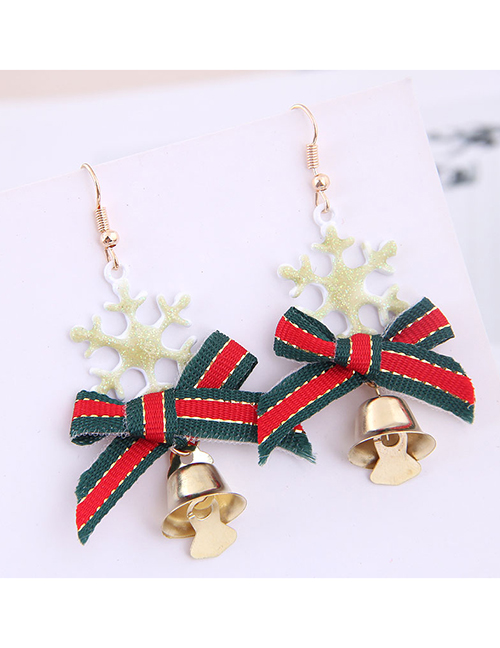 Fashion Beige Snowflake Bow Bell Christmas Series Earrings