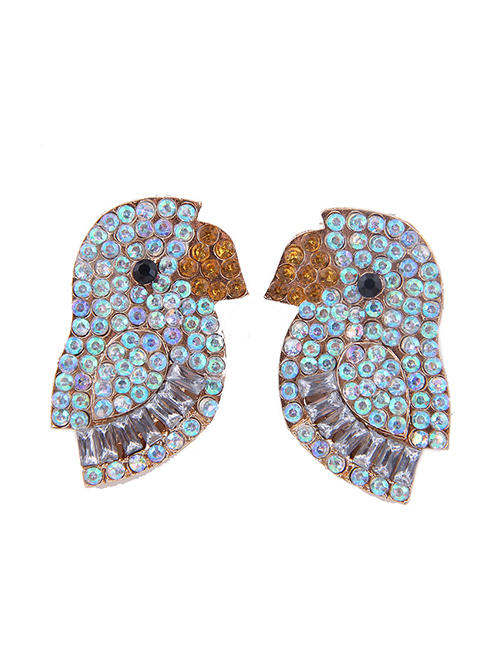 Fashion Ab Metal-studded Bird Earrings