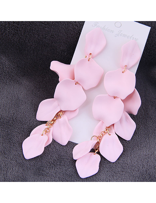 Fashion Pink Exquisite Earrings With Rose Petals