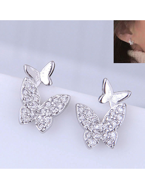 Fashion Silver Copper Plated Gold Glitter Diamond Earrings